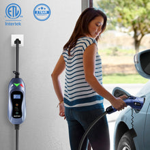 Load image into Gallery viewer, MUSTART Level 1 and Level 2 Portable EV Charger (16 Amp Adjustable, 100-240V, 25ft Cable). NEMA 6-20 Plug with NEMA 5-15 Adapter Electric Vehicle Charger

