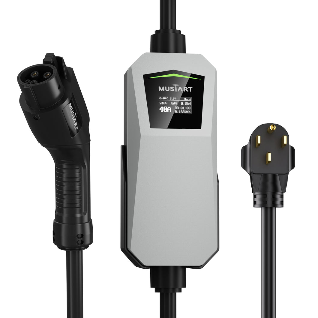 MUSTART Level 2 SAE J1772 EV Charger | 40A | NEMA 14-50 | 240V | 21FT | With Display