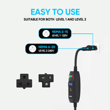 Load image into Gallery viewer, MUSTART Level 1&amp; 2 TESLA EV Charger | 16A | NEMA 5-15&amp;NEMA 6-20 | 25FT
