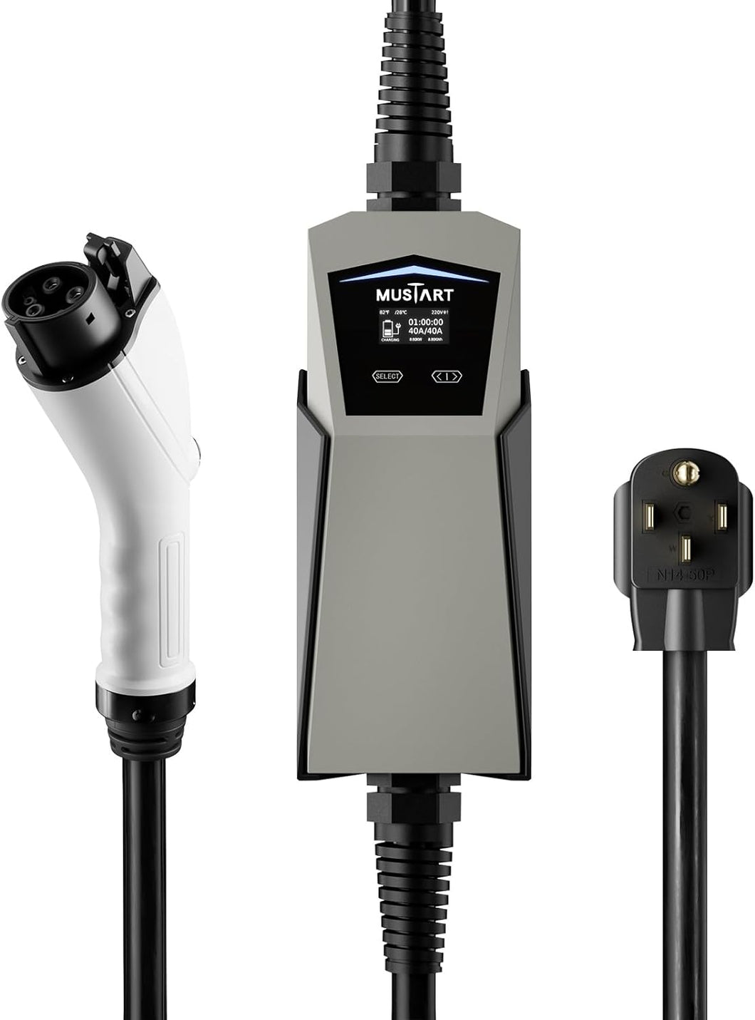 MUSTART Level 2 EV Charger |12/16/24/32/40Amp Adjustable | NEMA 14-50 | 24.6FT