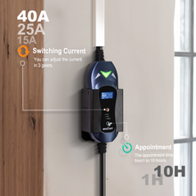 Load image into Gallery viewer, MUSTART - Level 2 EV Charger | 15/25/40 Amp Adjustable | NEMA 14-50 | 240V | 25FT | Portable | Outdoor Use
