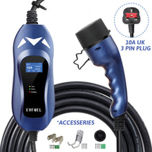 Load image into Gallery viewer, EVFUEL - Type 2 EV Charger | 10A | UK 3 pin Plug | 240V | 2.4KW | 5 Meters | Portable
