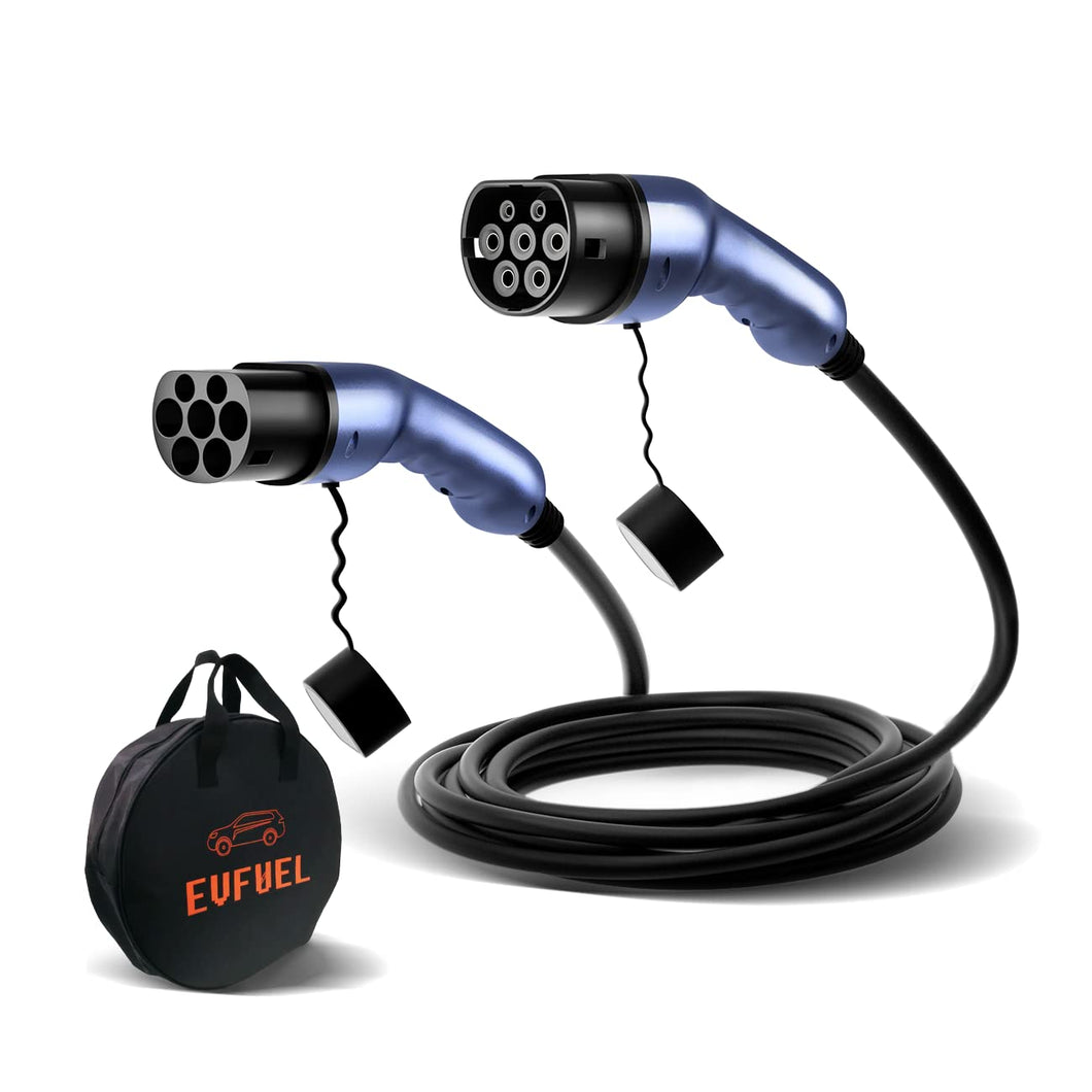 EVFUEL - EV Charging Cable | Type 2 to Type 2 | Electric Vehicle Charger Cable | 32A 7.2KW | Single Phase | 5 Metres | CE TUV